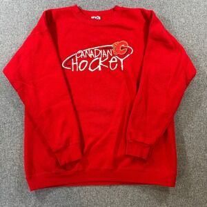 Vintage Alstyle Canadian Hockey Calgary Flames Red Sweatshirt Large Y2K Mens
